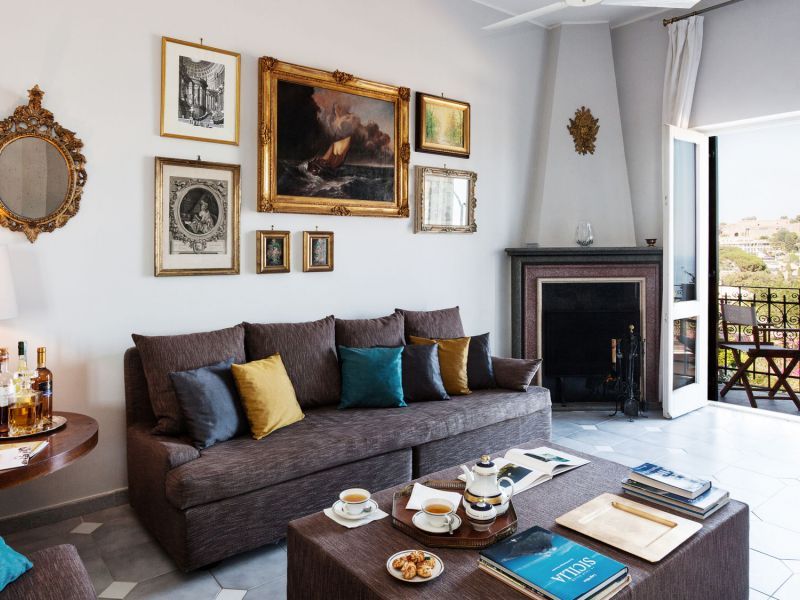 The living room with antique greek theatre view